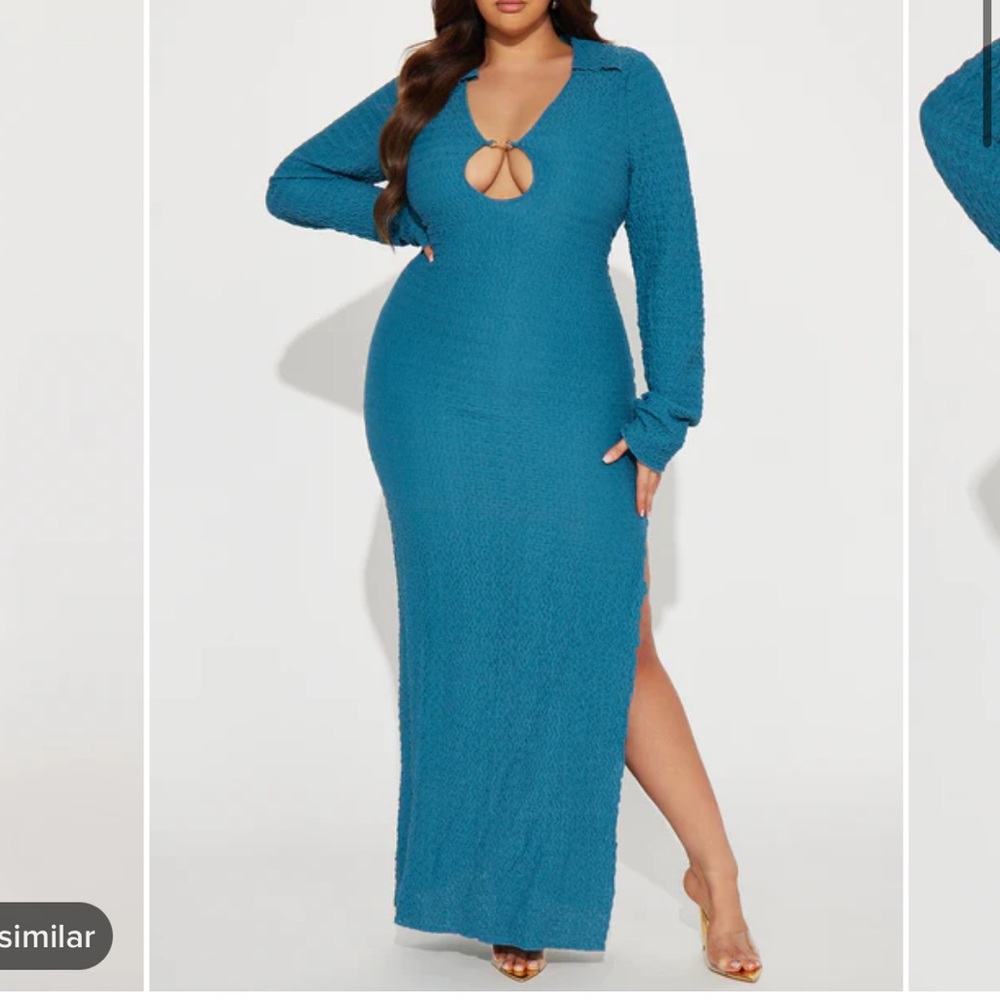 Teal Blue Textured Dress